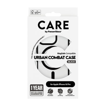 Étui MagSafe pour Apple iPhone 16 Pro Max, PanzerGlass, Care Urban Combat, Noir Transparent