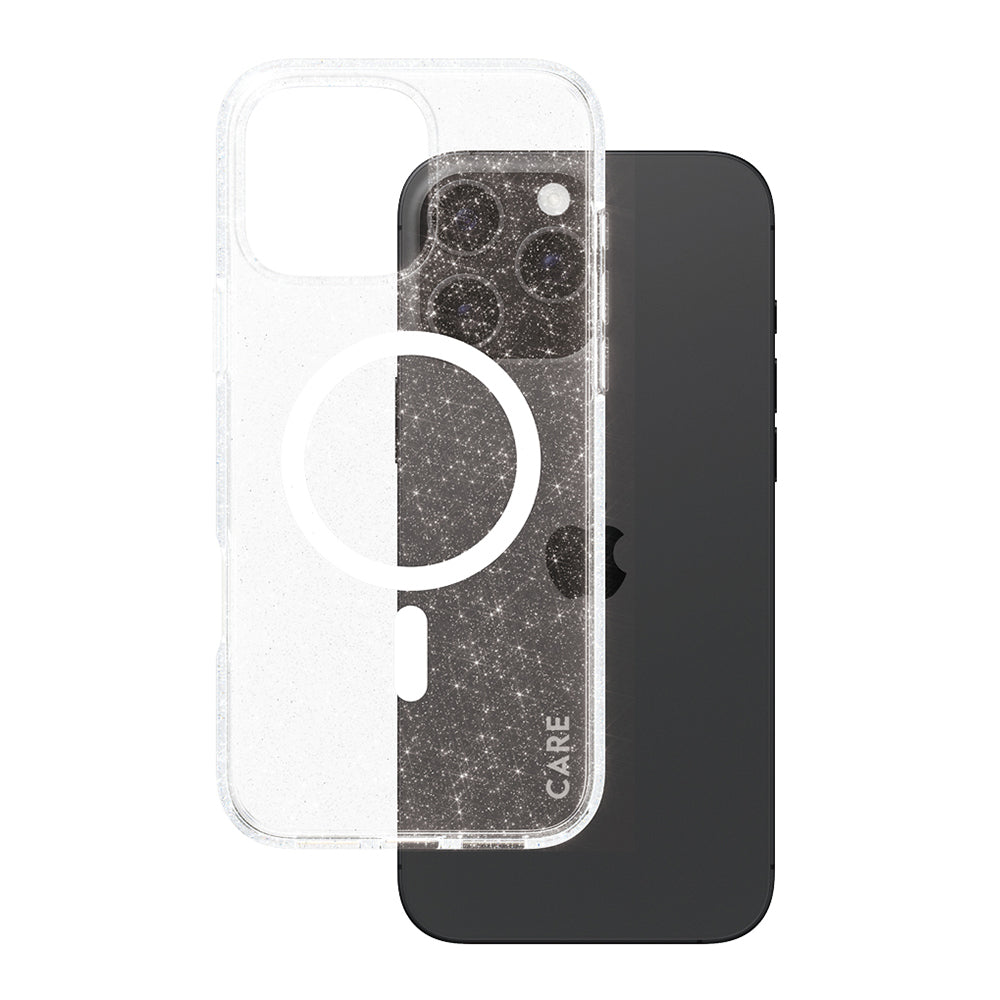Coque MagSafe pour Apple iPhone 16 Pro Max, PanzerGlass, Care Urban Combat Star Lit, Transparente Blanche