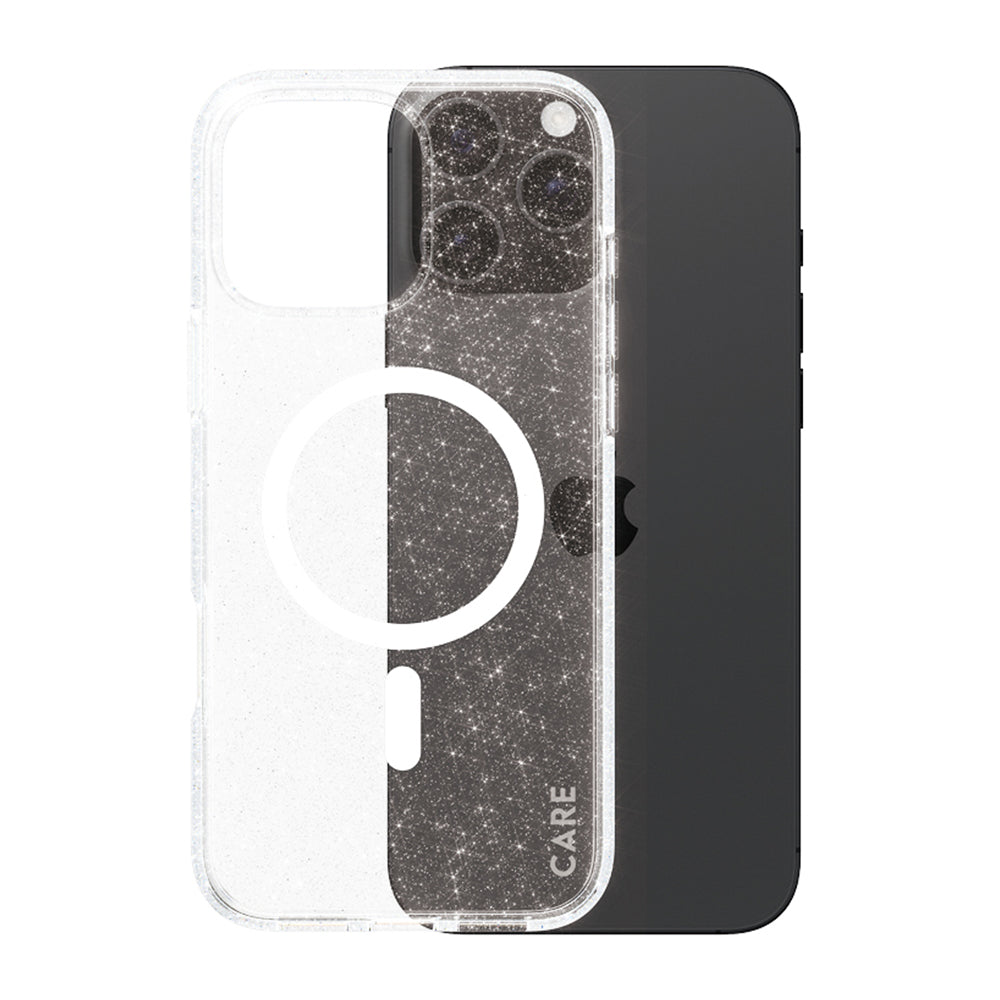 Coque MagSafe pour Apple iPhone 16 Pro Max, PanzerGlass, Care Urban Combat Star Lit, Transparente Blanche