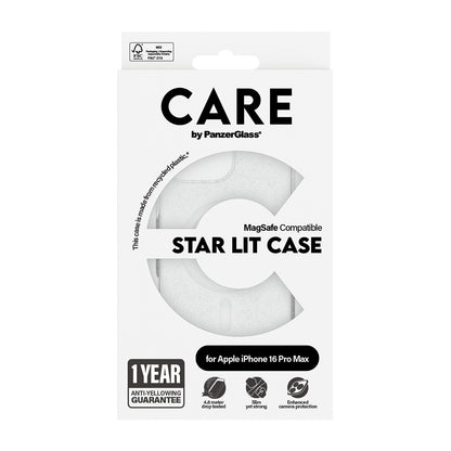 Coque MagSafe pour Apple iPhone 16 Pro Max, PanzerGlass, Care Urban Combat Star Lit, Transparente Blanche