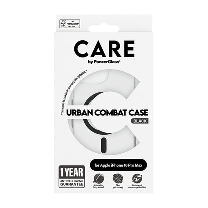 Étui MagSafe pour Apple iPhone 16 Pro Max, PanzerGlass, Care Urban Combat, Transparent Noir