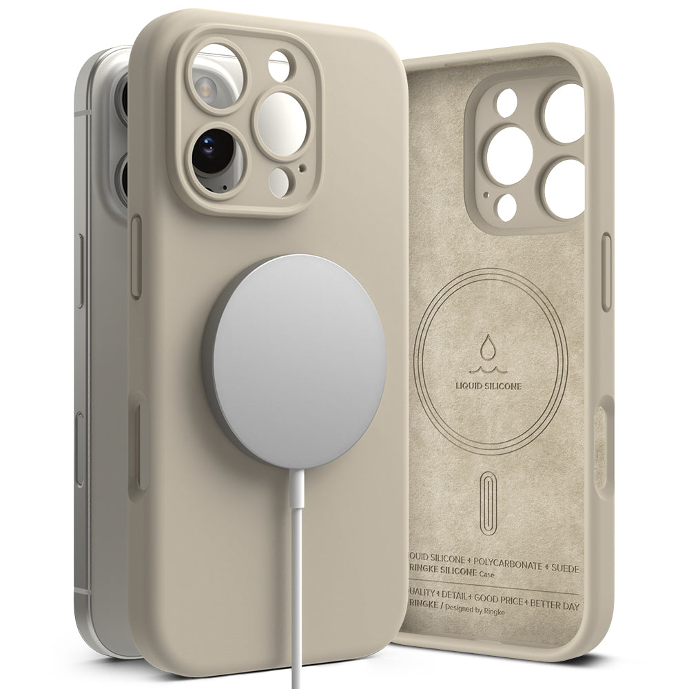 MagSafe-Hülle für Apple iPhone 16 Pro Max, Ringke, Silikon, Creme