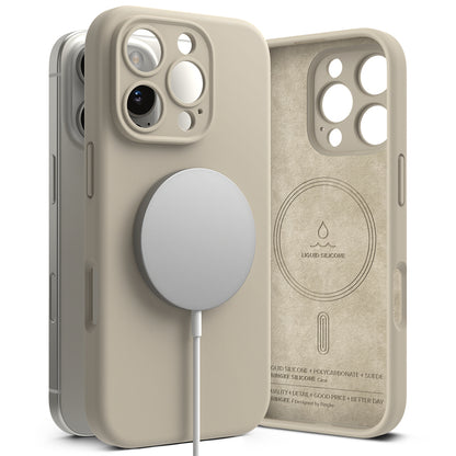 MagSafe-Hülle für Apple iPhone 16 Pro Max, Ringke, Silikon, Creme