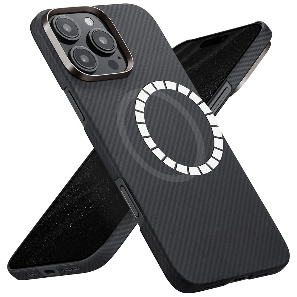 Coque MagSafe pour Apple iPhone 16 Pro Max, Techsuit, Fibre d'aramide, Noire