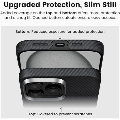 Coque MagSafe pour Apple iPhone 16 Pro Max, Techsuit, Fibre d'aramide, Noire