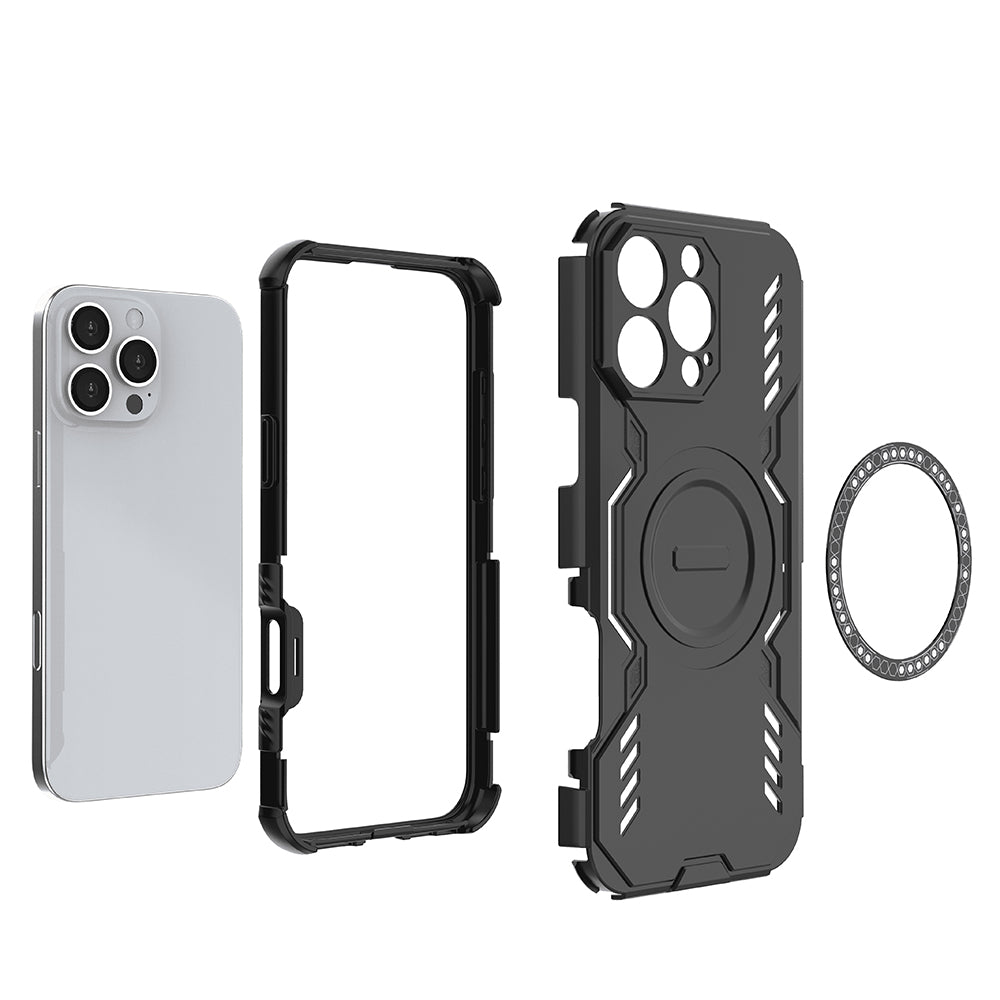 MagSafe-Hülle für Apple iPhone 16 Pro Max, Techsuit, ArmorMag, Schwarz