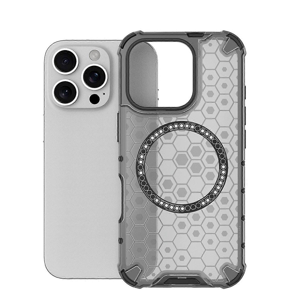 MagSafe-Hülle für Apple iPhone 16 Pro Max, Techsuit, HoneyComb Shield, Schwarz