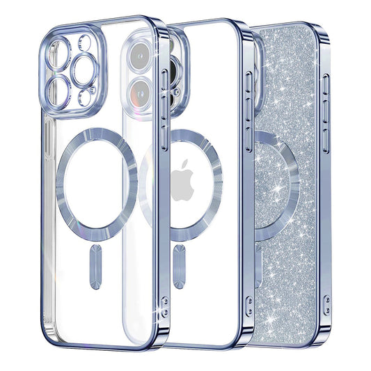 MagSafe Case for Apple iPhone 16 Pro Max, Techsuit, Luxury Glitter, Blue