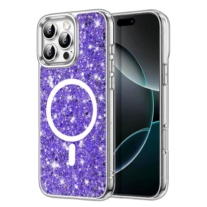MagSafe Case for Apple iPhone 16 Pro Max, Techsuit, Sparkly Glitter, Purple
