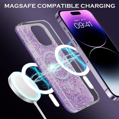 MagSafe Case for Apple iPhone 16 Pro Max, Techsuit, Sparkly Glitter, Purple