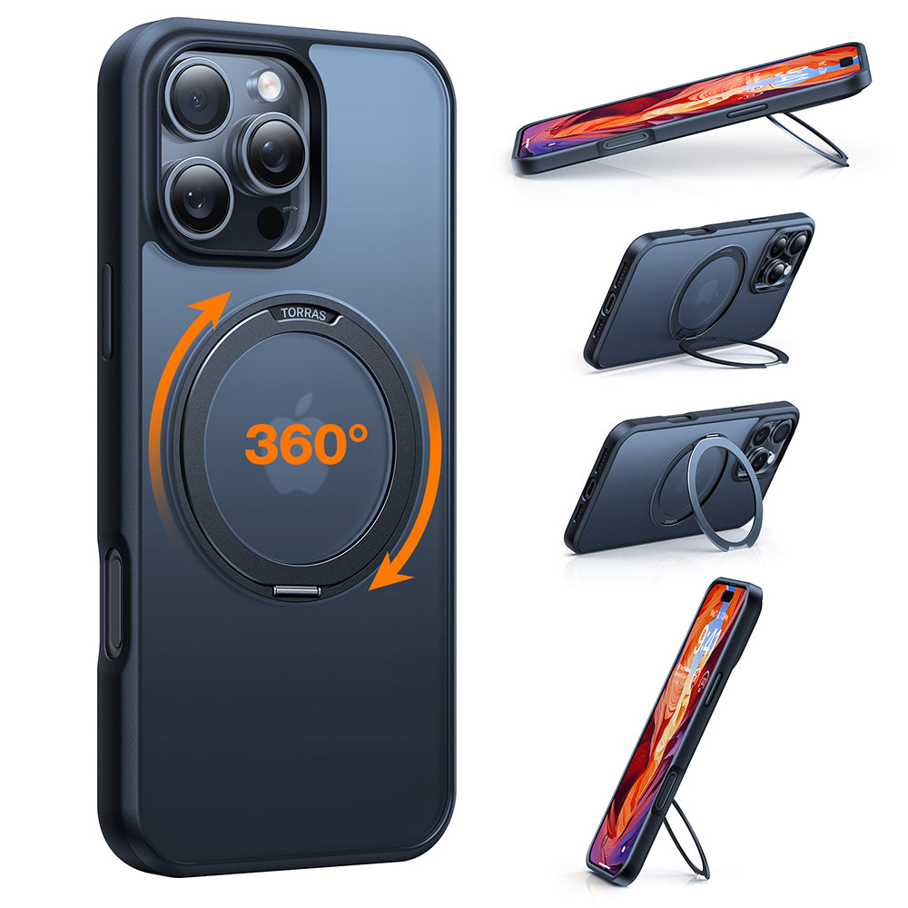 MagSafe Hülle für Apple iPhone 16 Pro Max, Torras, Ostand Pro, Schwarz