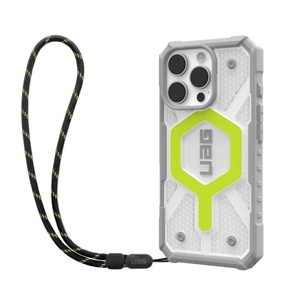 Coque MagSafe pour Apple iPhone 16 Pro Max, Urban Armor Gear, Pathfinder Clear avec cordon, Vert
