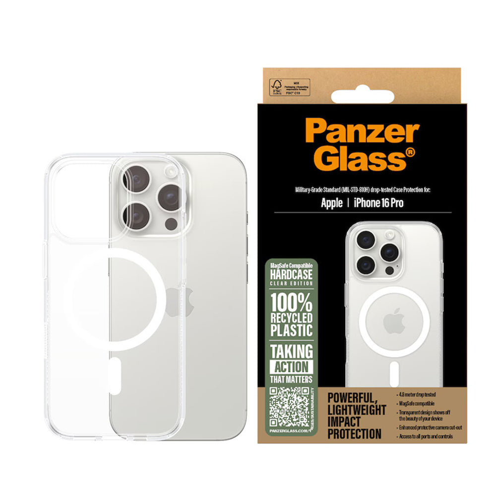 MagSafe Case for Apple iPhone 16 Pro, PanzerGlass, HardCase, White Transparent