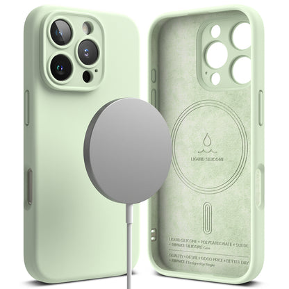Coque MagSafe pour Apple iPhone 16 Pro, Ringke, Silicone, Vert Clair