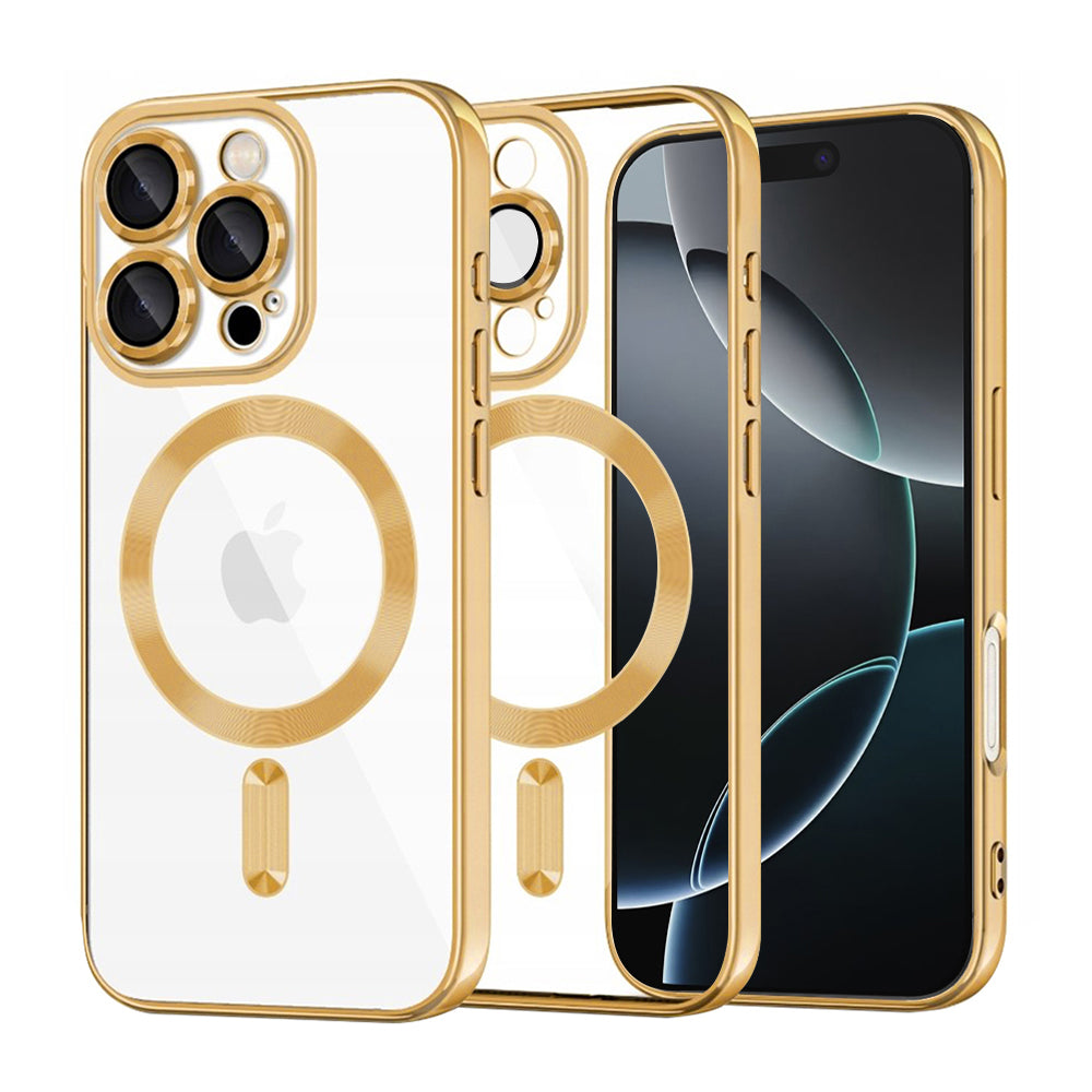 Coque MagSafe pour Apple iPhone 16 Pro, Techsuit, Luxury Crystal, Dorée