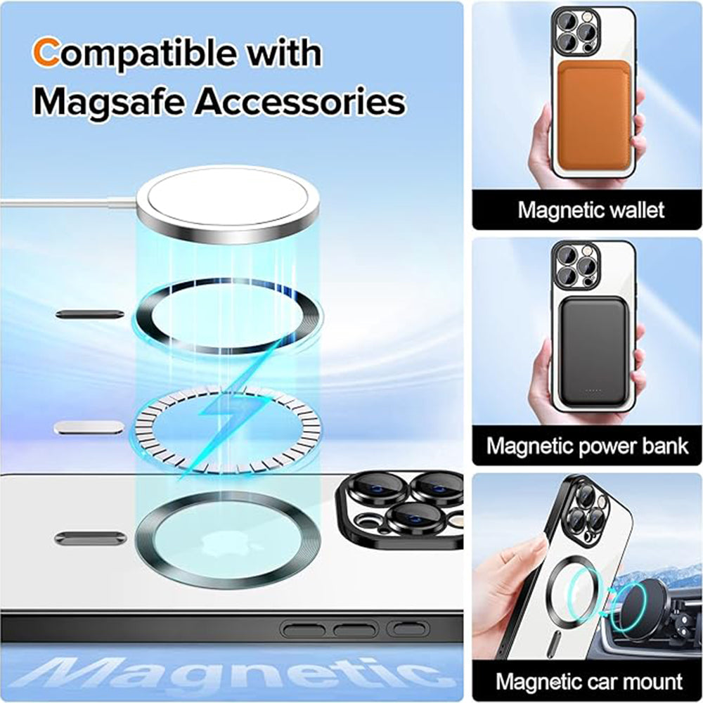 Coque MagSafe pour Apple iPhone 16 Pro, Techsuit, Luxury Crystal, Dorée