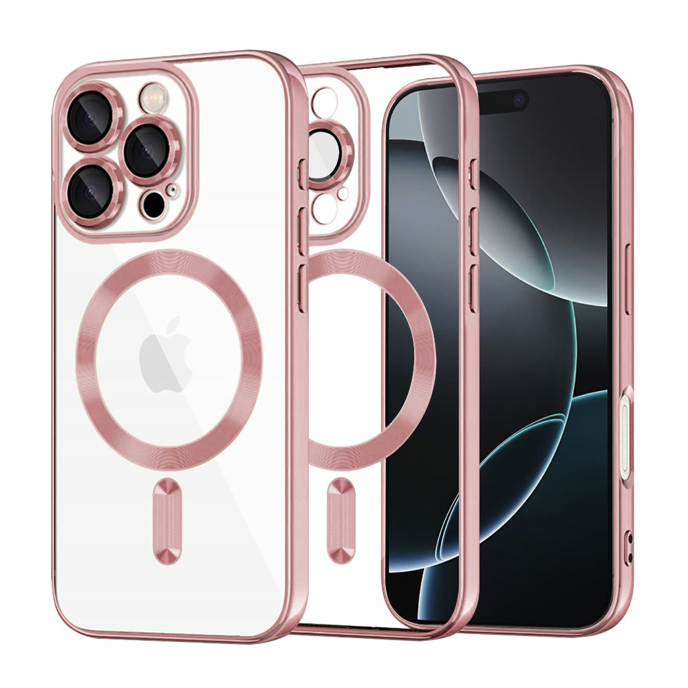 MagSafe-Hülle für Apple iPhone 16 Pro, Techsuit, Luxury Crystal, Rosa