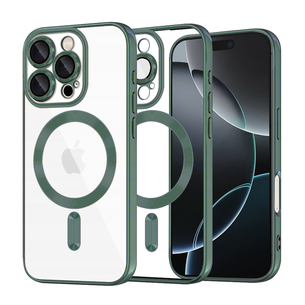 Coque MagSafe pour Apple iPhone 16 Pro, Techsuit, Luxury Crystal, Vert Foncé