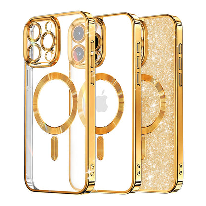 MagSafe-Hülle für Apple iPhone 16 Pro, Techsuit, Luxury Glitter, Gold