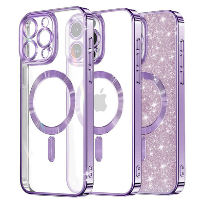 Coque MagSafe pour Apple iPhone 16 Pro, Techsuit, Luxury Glitter, Violet Clair