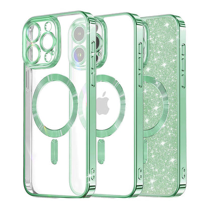 MagSafe Case for Apple iPhone 16 Pro, Techsuit, Luxury Glitter, Light Green