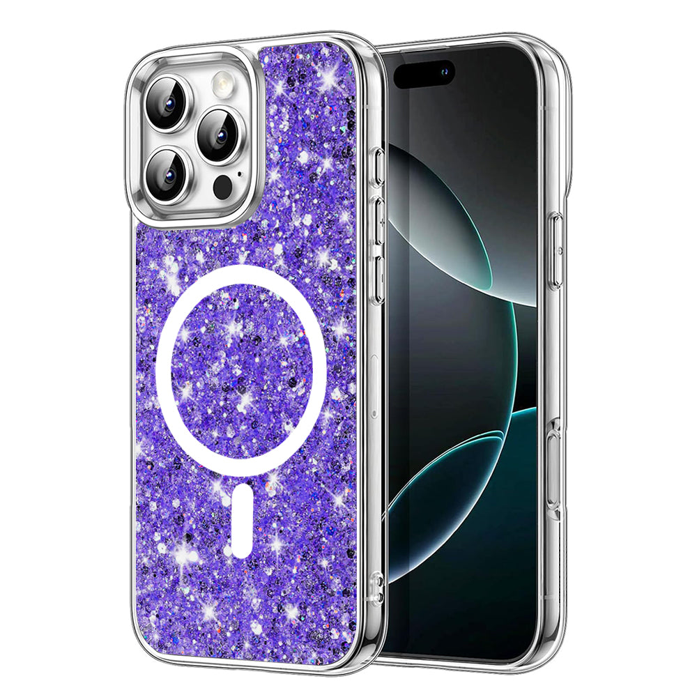 MagSafe-Hülle für Apple iPhone 16 Pro, Techsuit, Glitzernd, Lila