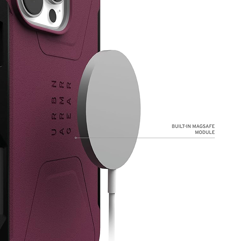 Coque MagSafe pour Apple iPhone 16 Pro, Urban Armor Gear, Civilian, Bordeaux