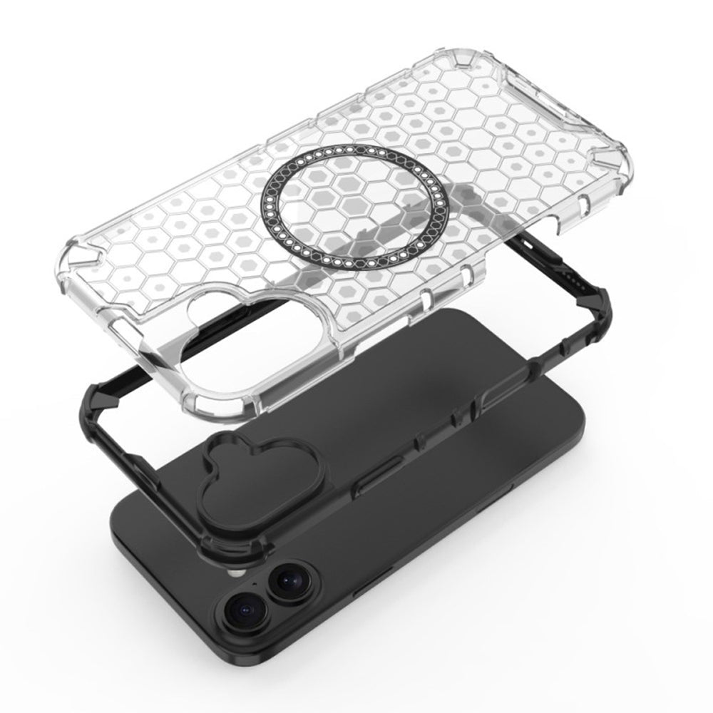 Coque MagSafe pour Apple iPhone 16, Techsuit, HoneyComb Shield, Noire