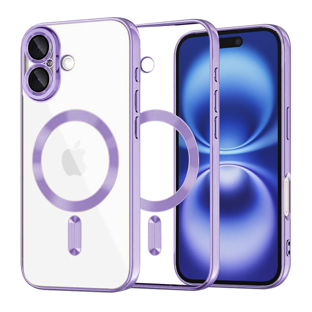 MagSafe-Hülle für Apple iPhone 16, Techsuit, Luxury Crystal, Hellviolett