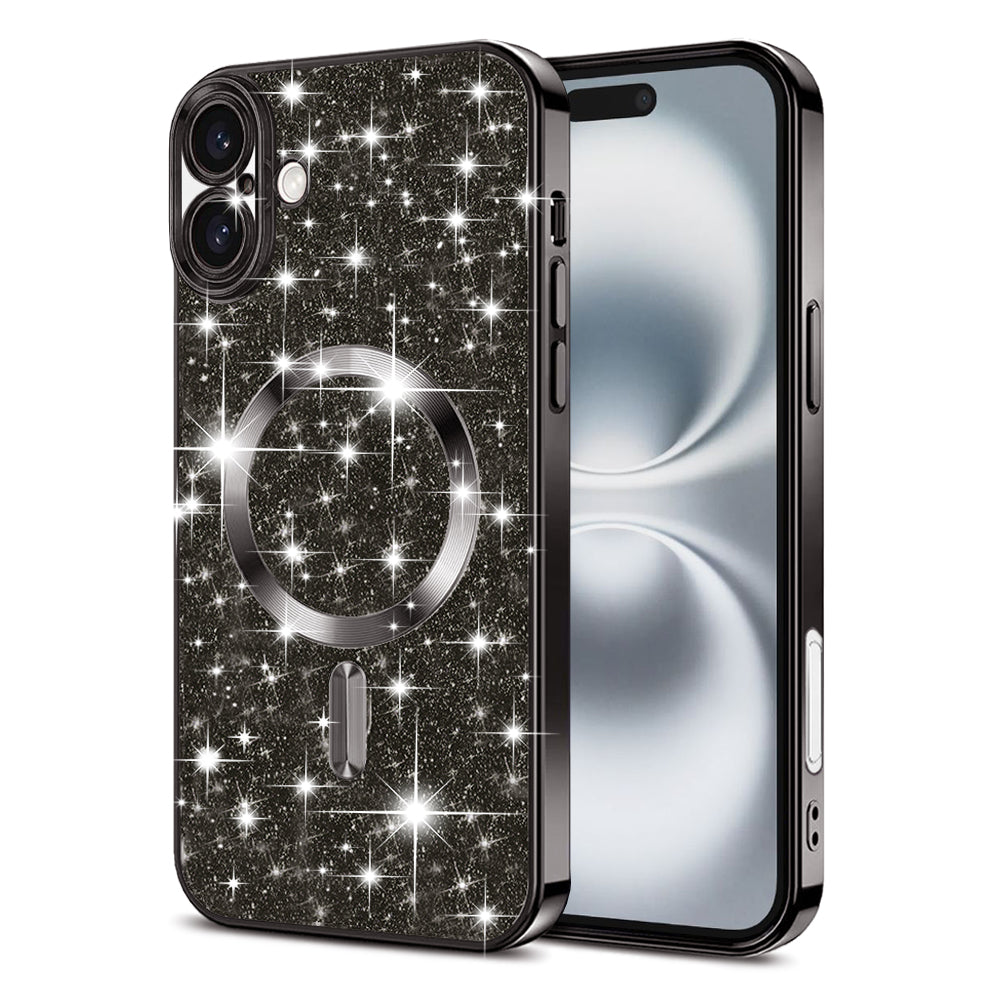 MagSafe-Hülle für Apple iPhone 16, Techsuit, Luxury Glitter, Schwarz