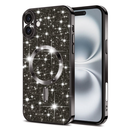 Coque MagSafe pour Apple iPhone 16, Techsuit, Luxury Glitter, Noire