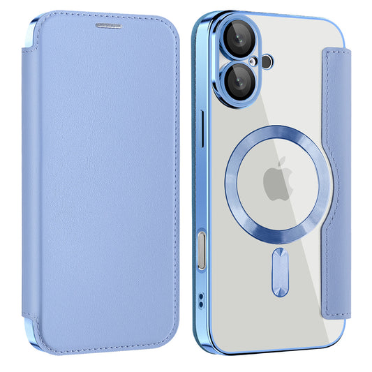 Coque MagSafe pour Apple iPhone 16, Techsuit, SmartMag Book, Bleu