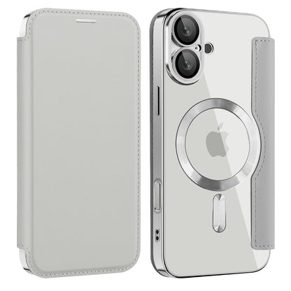 Coque MagSafe pour Apple iPhone 16, Techsuit, SmartMag Book, Gris