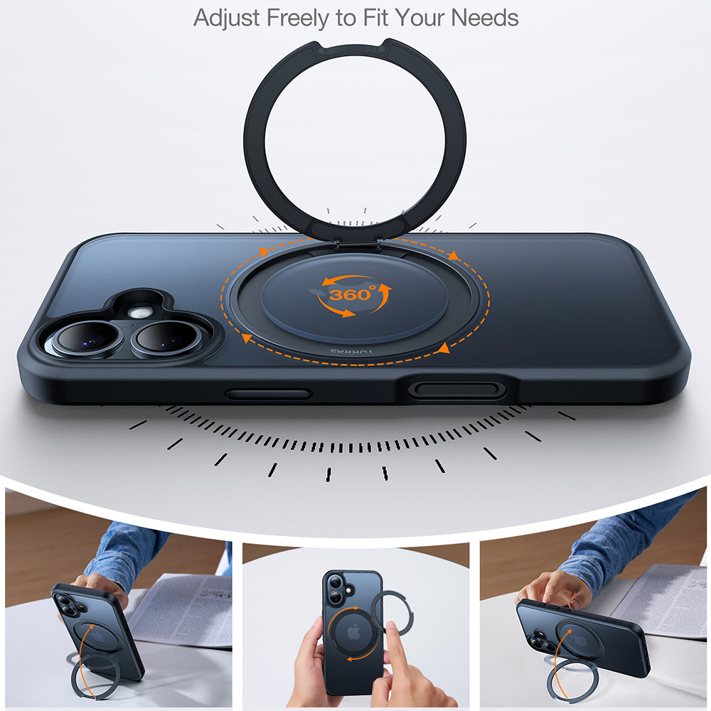 Housse MagSafe pour Apple iPhone 16, Torras, Ostand Pro, Noire