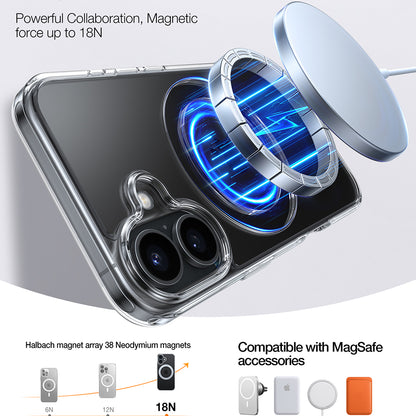MagSafe Hülle für Apple iPhone 16, Torras, Ostand Pro, Transparent