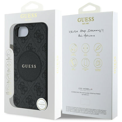 Étui MagSafe pour Apple iPhone 16e, Guess, 4G Circle Classic Logo, Noir