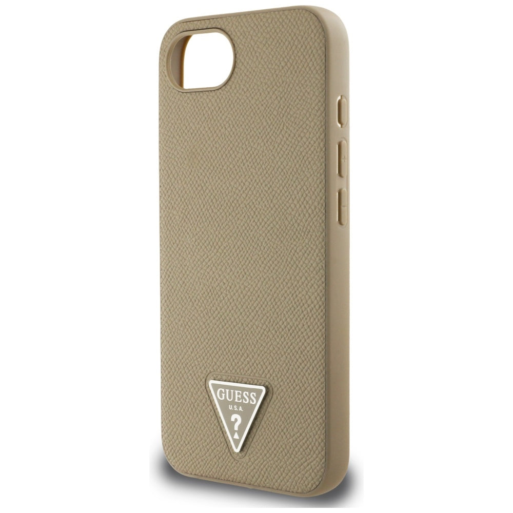 MagSafe Case for Apple iPhone 16e, Guess, Grained Triangle Logo, Brown
