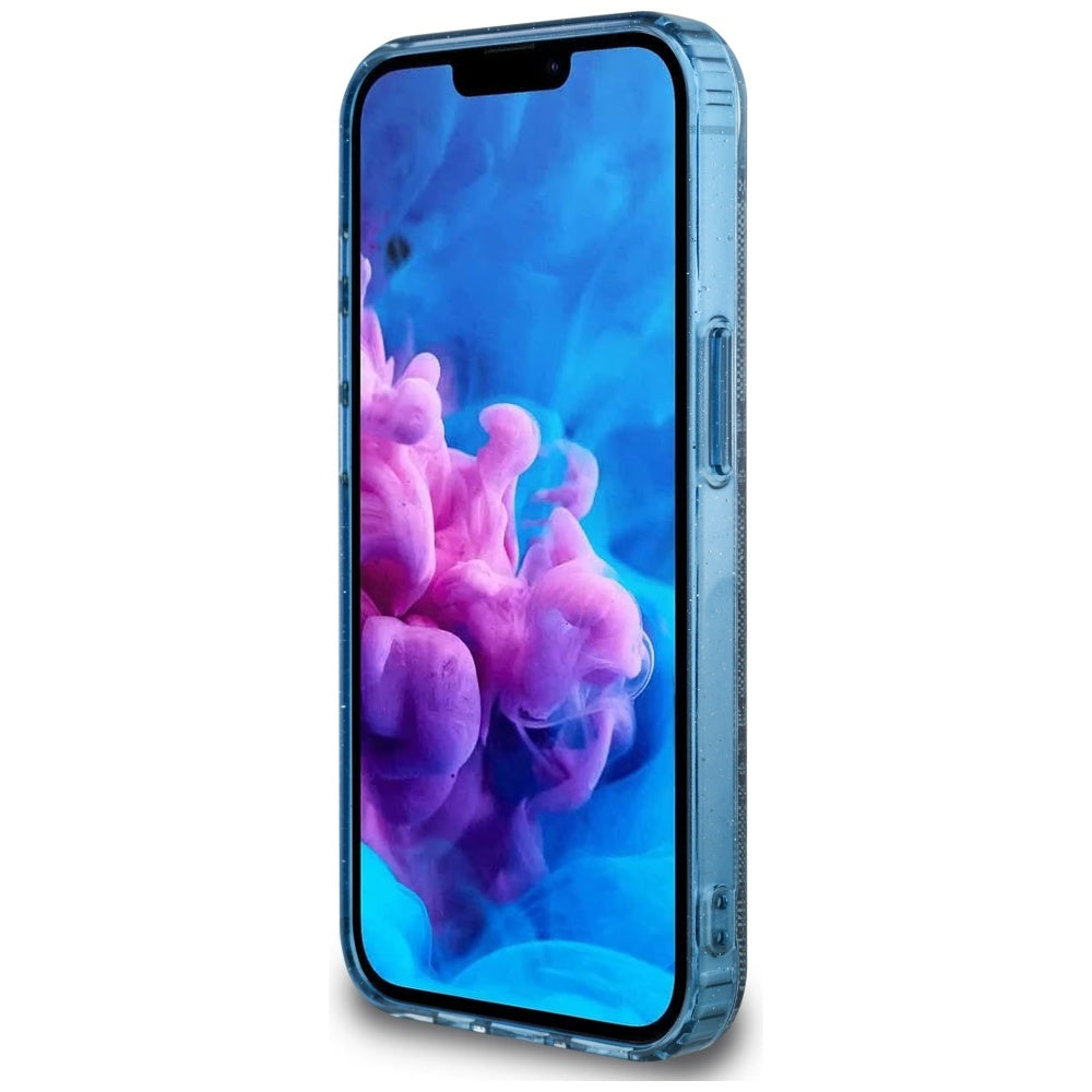 MagSafe Hülle für Apple iPhone 16e, Guess, IML Glitter 4G Circle Triangle, Blau