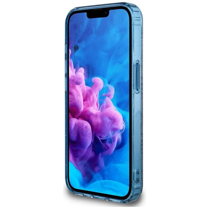 MagSafe Hülle für Apple iPhone 16e, Guess, IML Glitter 4G Circle Triangle, Blau