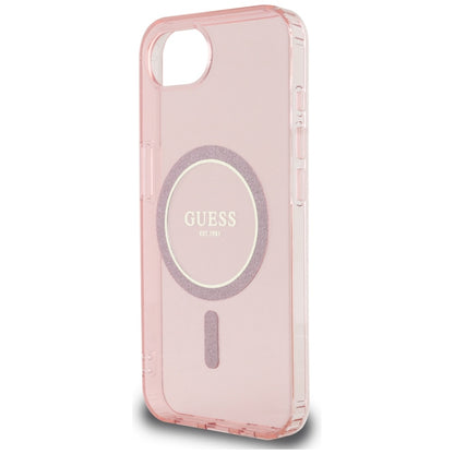 Étui MagSafe pour Apple iPhone 16e, Guess, IML Glitter Circle, Rose