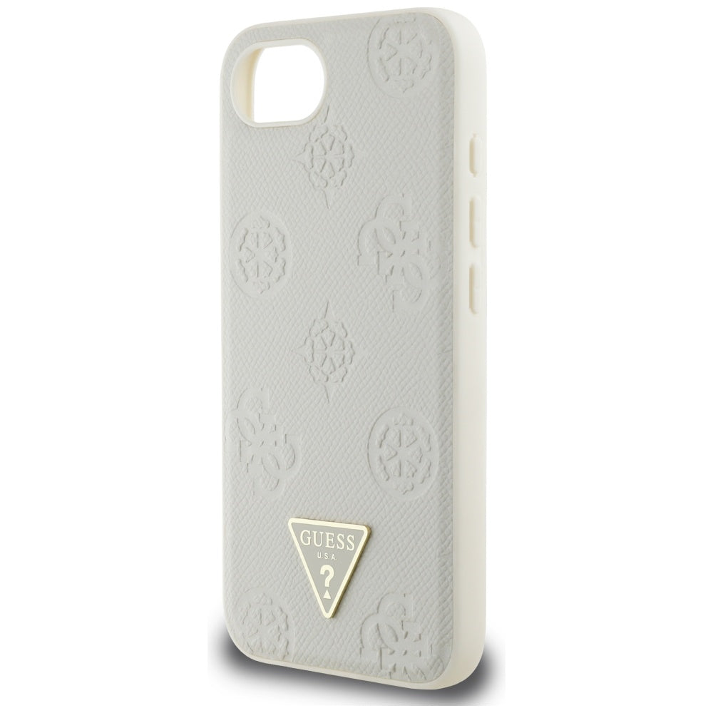 MagSafe Hülle für Apple iPhone 16e, Guess, Peony Grained Hot Stamp Triangle, Beige