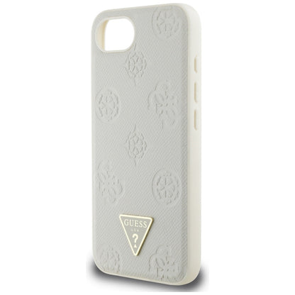 MagSafe Hülle für Apple iPhone 16e, Guess, Peony Grained Hot Stamp Triangle, Beige
