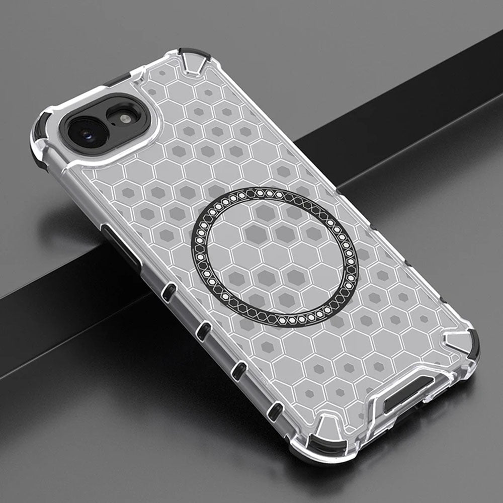 Coque MagSafe pour Apple iPhone 17e / 16e, Techsuit, HoneyComb Shield, Blanche