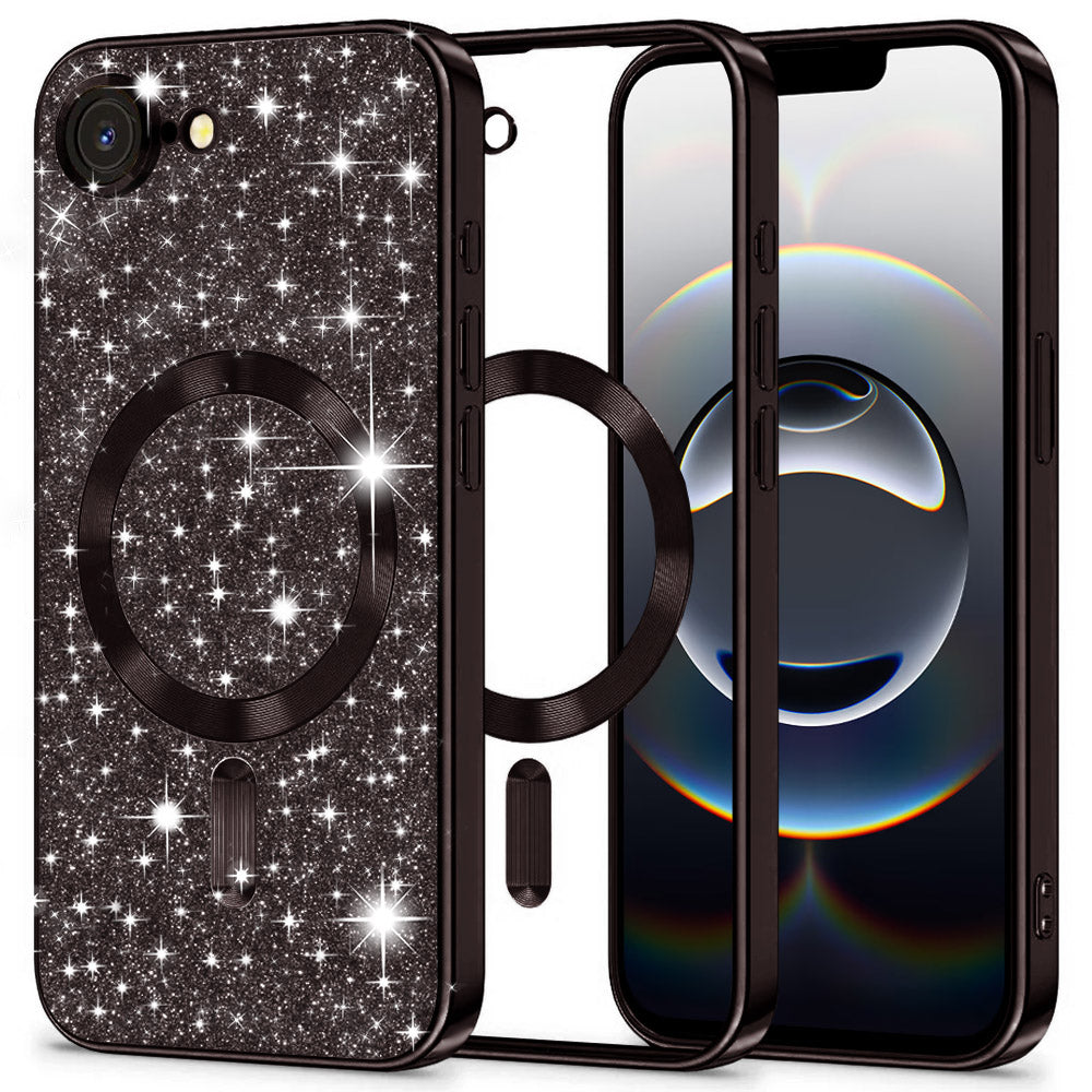 MagSafe Case for Apple iPhone 17e / 16e, Techsuit, Luxury Glitter, Black
