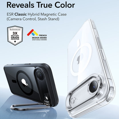 Coque MagSafe pour Apple iPhone 17 Air, ESR, Classic Hybrid Kickstand, Noire Transparente
