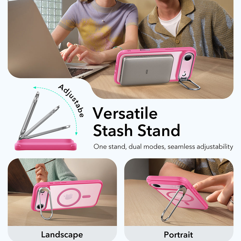 Coque MagSafe pour Apple iPhone 17 Air, ESR, Classic Hybrid Kickstand, Rose Satiné