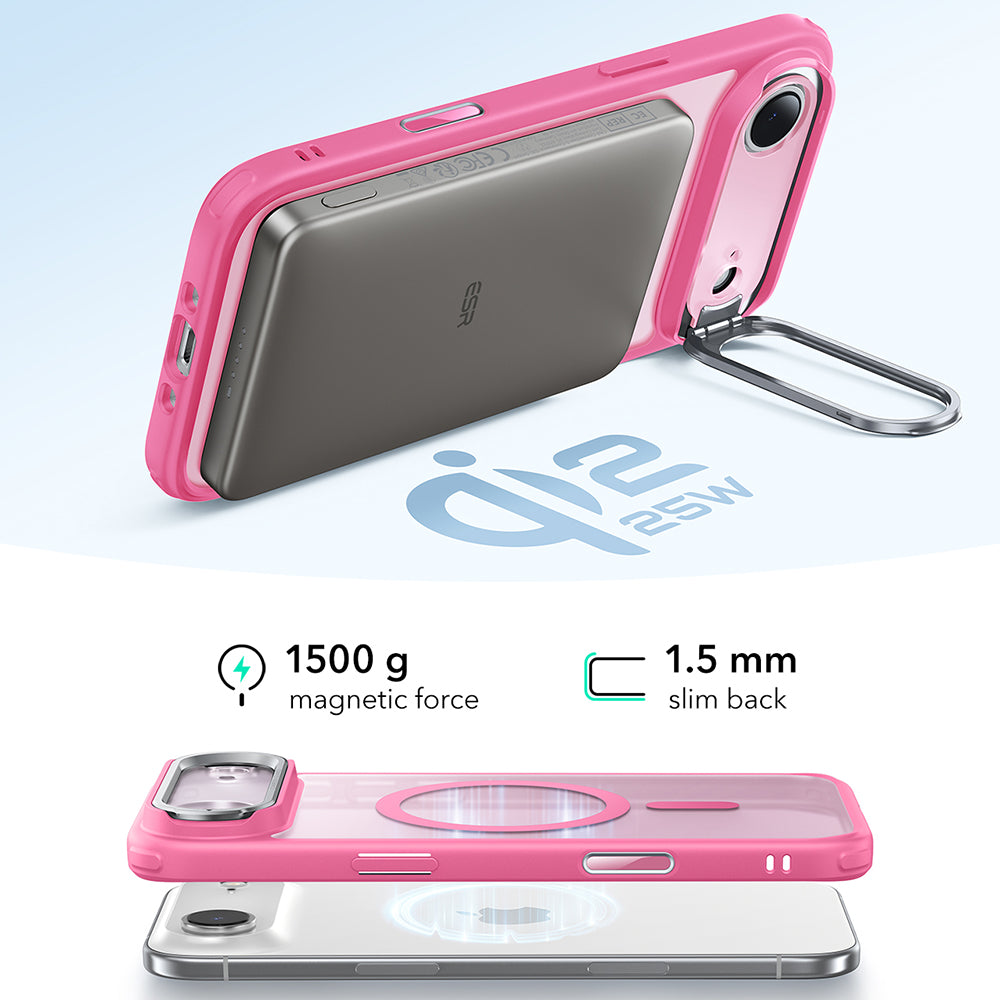 Coque MagSafe pour Apple iPhone 17 Air, ESR, Classic Hybrid Kickstand, Rose Satiné