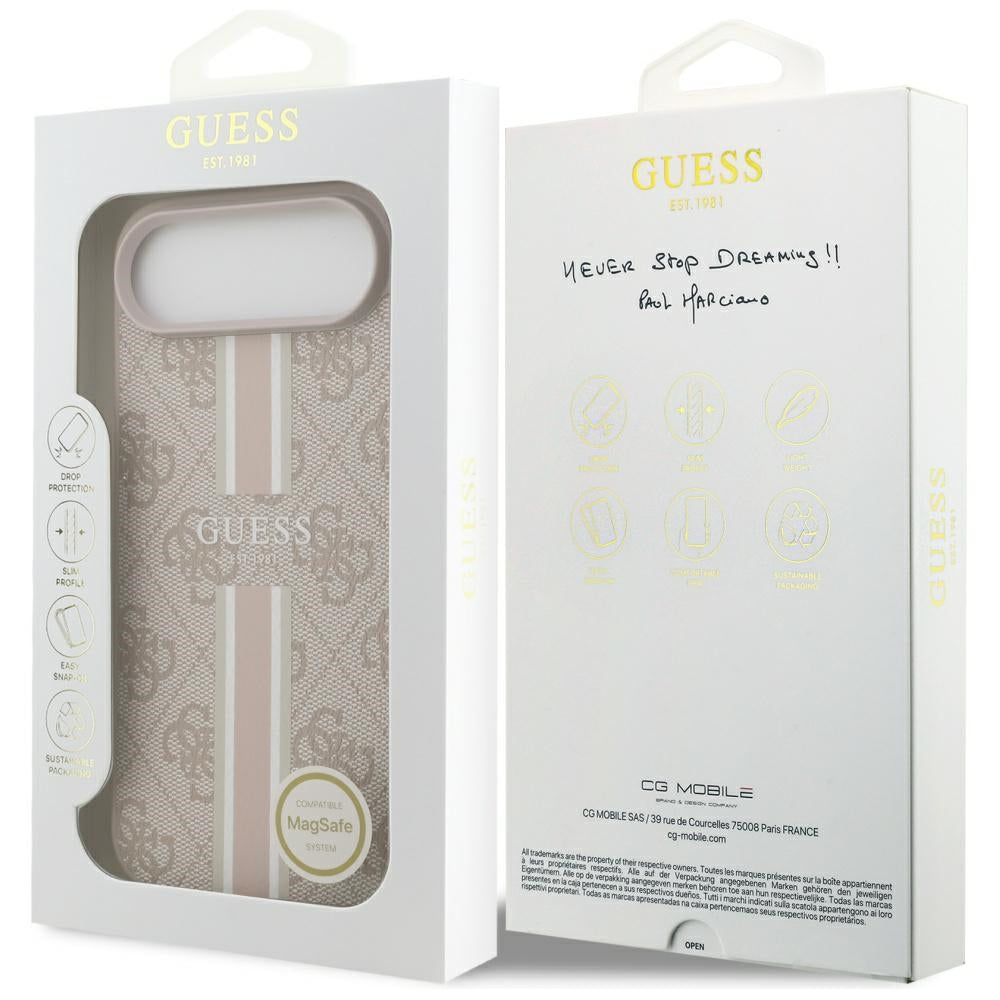 Coque MagSafe pour Apple iPhone 17 Air, Guess, 4G Printed Stripes, Rose