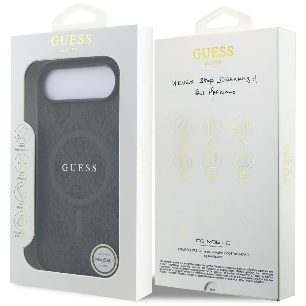 Étui MagSafe pour Apple iPhone 17 Air, Guess, 4G Ring Classic Logo, Noir