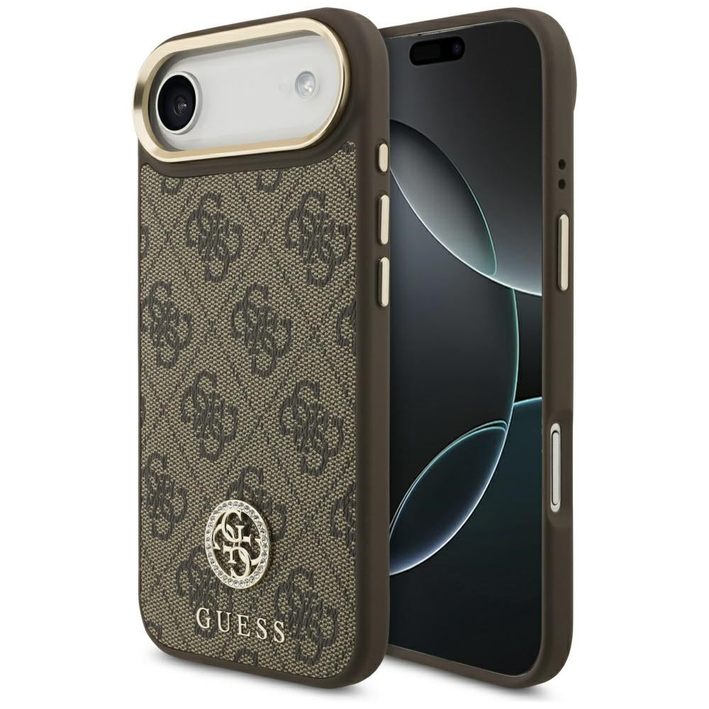Étui MagSafe pour Apple iPhone 17 Air, Guess, Logo Strass 4G, Marron